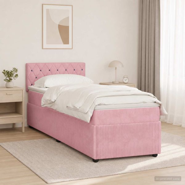 vidaXL Posteľ boxspring s matracom Ružová 80 x 200 cm Zamat