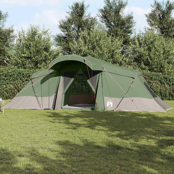vidaXL Rodinný stan so strechou Zelená a šedá 721 x 335 x 212 cm