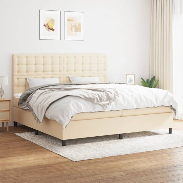 vidaXL Boxspring posteľ s matracom krémová 200x200 cm látka