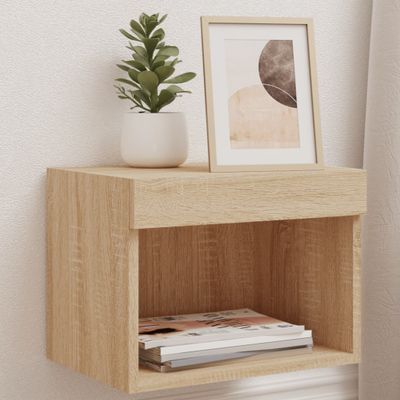 vidaXL Nočné stolíky s LED svetlami nástenné 2 ks dub sonoma