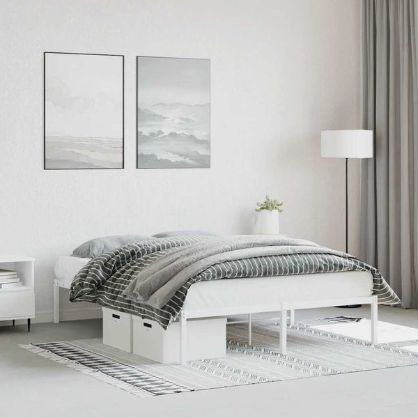 vidaXL Kovový rám postele biely 135x190 cm