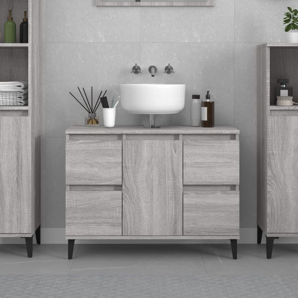 vidaXL Umývadlová skrinka sivý dub sonoma 80x33x60 cm kompozitné drevo