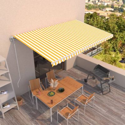 vidaXL Automaticky zaťahovacia markíza 500x300 cm žltá a biela