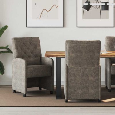 vidaXL Jedálenské stoličky na kolieskach s kolesami 2 pcs Tmavo šedá