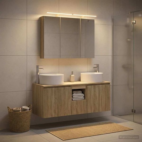 vidaXL Set kabinetov do kúpeľne 4 pcs Dub sonoma 100 x 14,5 x 70 cm