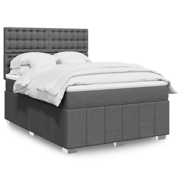 vidaXL Boxspring posteľ s matracom tmavosivá 140x190 cm látka