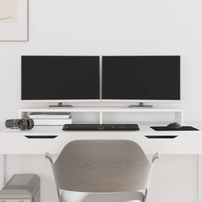 vidaXL Stojan na monitor biely 100x27x10 cm masívna borovica