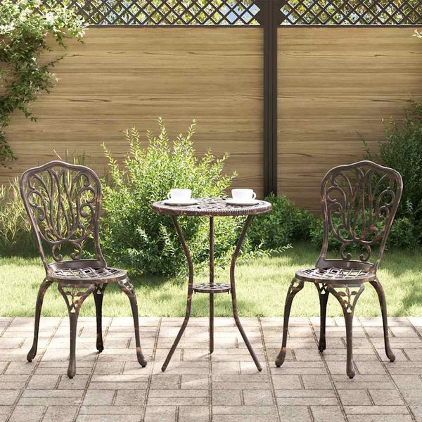 vidaXL Záhradný bistro set 3 pcs Bronzová Hliník