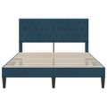 vidaXL Rám postele s čelnou doskou Modrá 120 x 190 cm Zamat