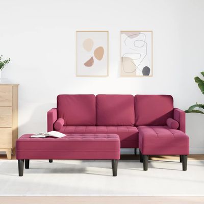 vidaXL Sada pohoviek s vankúšom 2 pcs Víno červené Polyester