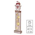 LED dekorácia drevená – snehuliak, 46 cm, 2x AA, vnútorná, teplá biela, časovač