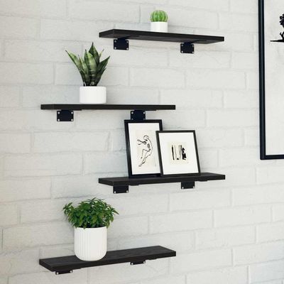 vidaXL Polica na knihy 4 pcs Čierny 40 x 10 x 1,5 cm Kompozitné drevo