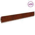 vidaXL Obrubník trávnika 30 ks 103 x 15 cm Oceľ Hrdzavý