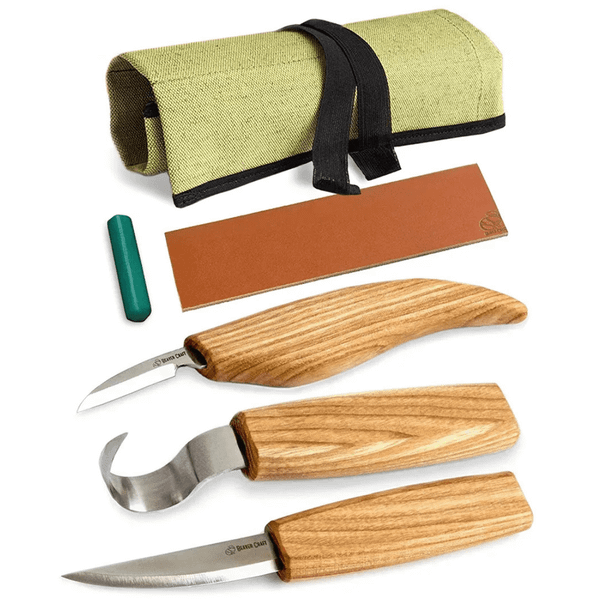 S13 Beavercraft Extended Spoon Carving Set (3 knives in roll + accessories)