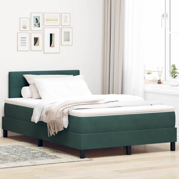 vidaXL Posteľ s pružinovým rámom Tmavozelená 120 x 190 cm Zamat