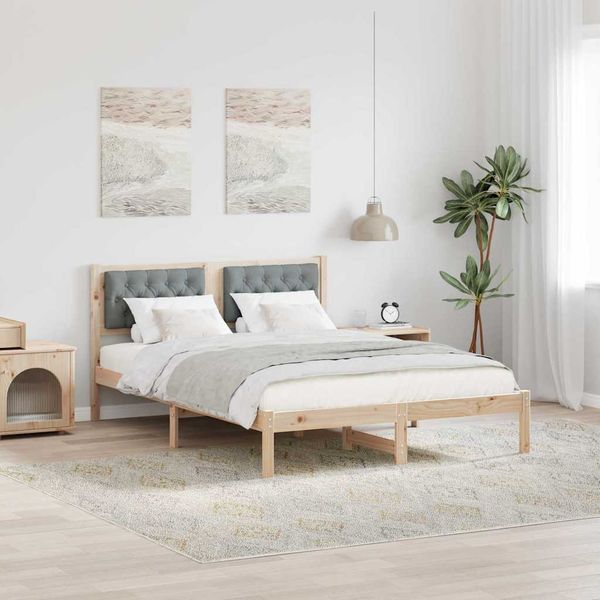 vidaXL Rám postele Svetlosivá 150 x 200 cm Masívne borovicové drevo