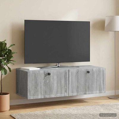 vidaXL Nástenná TV skrinka Nástenný Sivá sonoma 98 x 41 x 30 cm