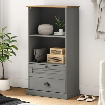 vidaXL Knižnica VIGO sivá 60x35x114,5 cm masívna borovica