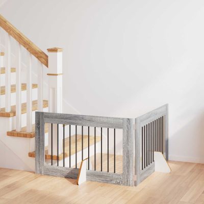 vidaXL Brána pre psov so stojanmi 2 pcs Sivá sonoma 100 x 60 cm