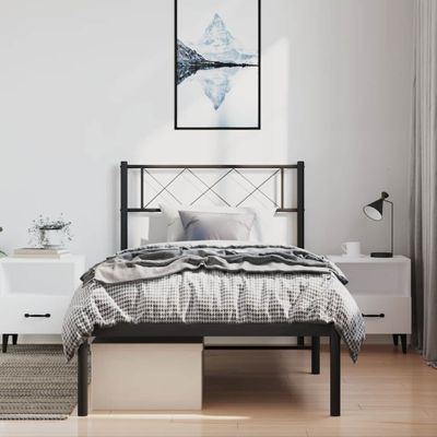 vidaXL Kovový rám postele s čelom čierny 100x190 cm