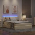 vidaXL LED úložná posteľ s matracom Krémová 140 x 200 cm Látka