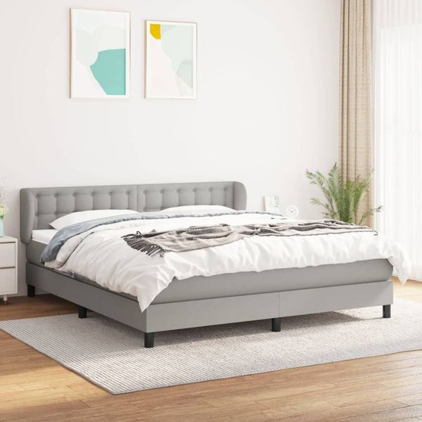 vidaXL Boxspring posteľ s matracom bledosivá 180x200 cm látka