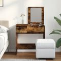 vidaXL Toaletný stolík so zrkadlom dymový dub 73x46,5x120 cm