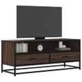 vidaXL TV skrinka hnedý dub 100x34,5x40 cm kompozitné drevo a kov