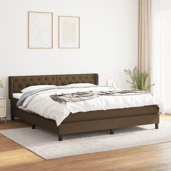 vidaXL Boxspring posteľ s matracom tmavohnedá 160x200 cm látka
