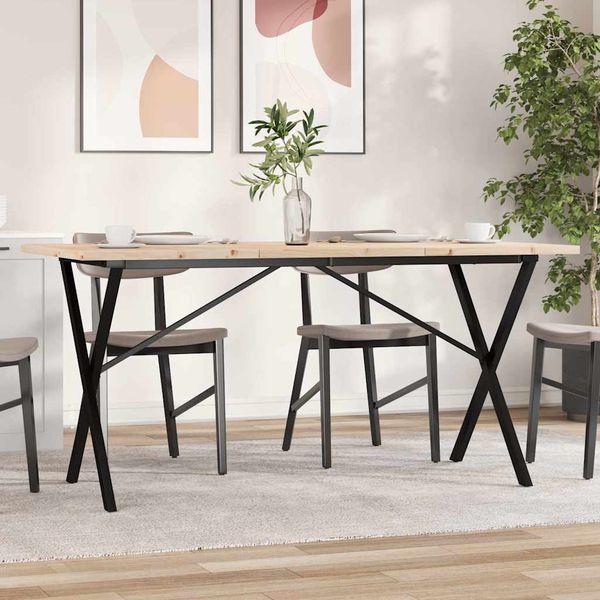 vidaXL Jedálenský stolík v tvare X 140x80x75,5 cm borovica a oceľ