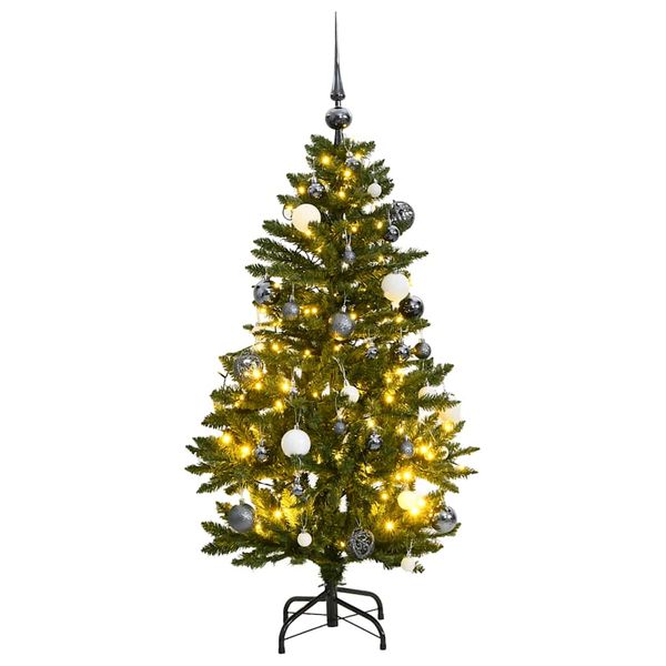 vidaXL Umelý výklopný vianočný stromček 150 LED a sada gúľ 150 cm