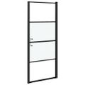vidaXL Sprchové dvere polopriehľadné tvrdené sklo čierne 91x195 cm