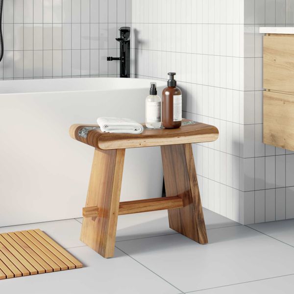 vidaXL Sprchová stolička Prírodná 50 x 30 x 44 cm Masívne drevo Suar