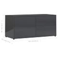 vidaXL TV skrinka, lesklá sivá 80x34x36 cm, drevotrieska