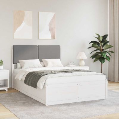 vidaXL Rám postele s čalúneným čelom Svetlosivá 120 x 200 cm