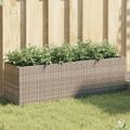 vidaXL Kvetináč s kolieskami 3 nádoby sivý 105x30x32 cm polyratan