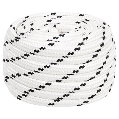 vidaXL Pletené lodné lano biele 18 mm x 25 m polyester
