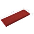 vidaXL Schodové rohože 10 ks 65x21x4 cm červené s obdĺžnikovým okrajom