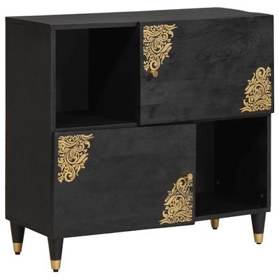 vidaXL Servírovacia skriňa Čierna 80 x 33 x 75 cm Masívne mango drevo