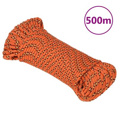 vidaXL Lodné lano oranžové 5 mm 500 m polypropylén