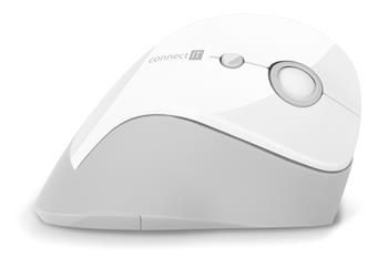 CONNECT IT FOR HEALTH ergonomická vertikálna myš, (+ 1x AA batéria zadarmo), bezdrôtová, BIELA