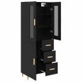 vidaXL Highboard Čierny dub 34,5 x 34 x 180 cm Kompozitné drevo