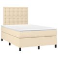 vidaXL Boxspring posteľ s matracom a LED krémová 120x190 cm látka