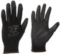Rukavice pracovné z polyesteru polomáčané v polyuretáne GLOVE PE-PU 9, čierne, veľkosť 9" SIXTOL