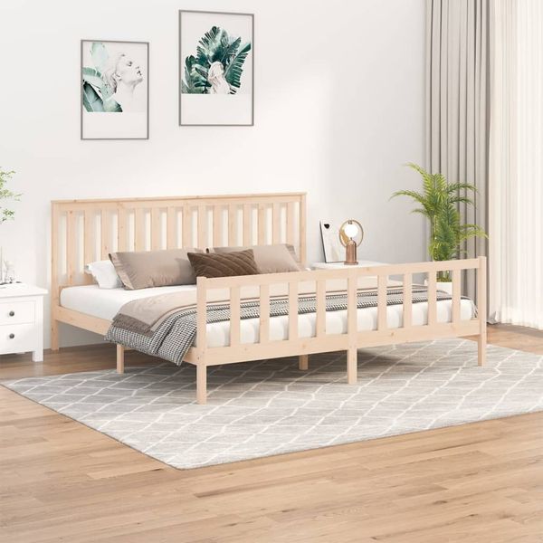 vidaXL Posteľný rám s čelom 180x200 cm borovicový masív Super King