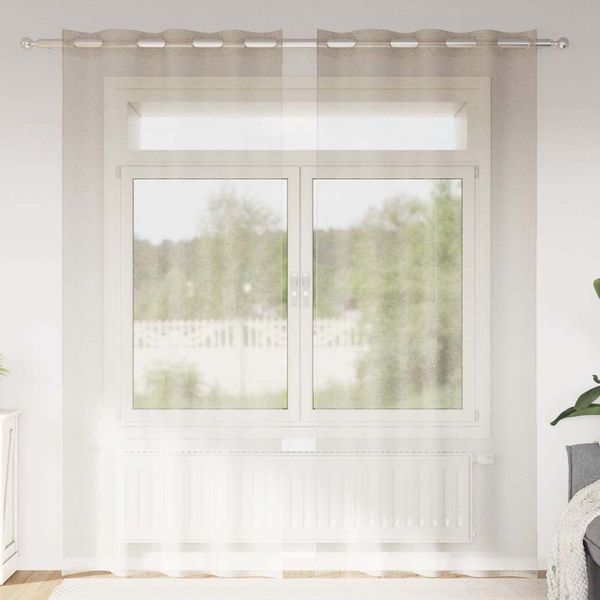 vidaXL Voile záclona 2 pcs Piesková 225 x 140 cm Polyester