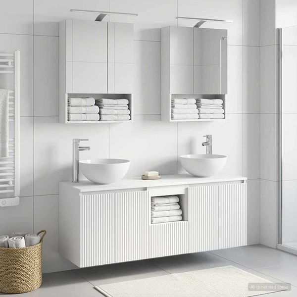 vidaXL Set kabinetov do kúpeľne 5 pcs Biela 50 x 14,5 x 70 cm