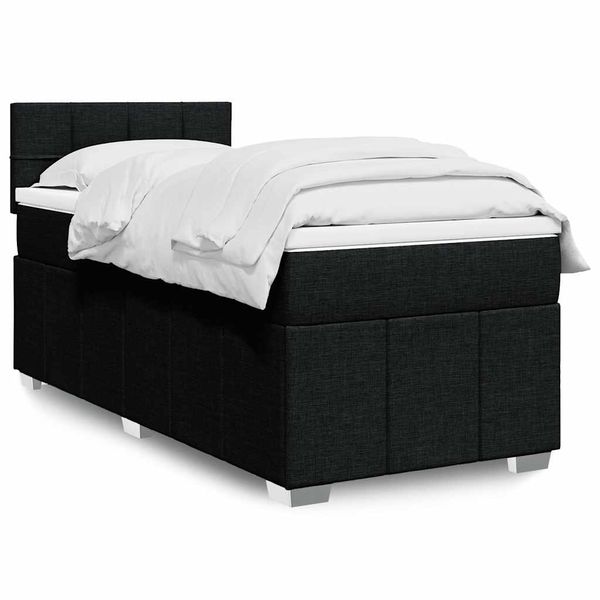 vidaXL Posteľný rám boxspring s matracom čierny 80x200 cm látka
