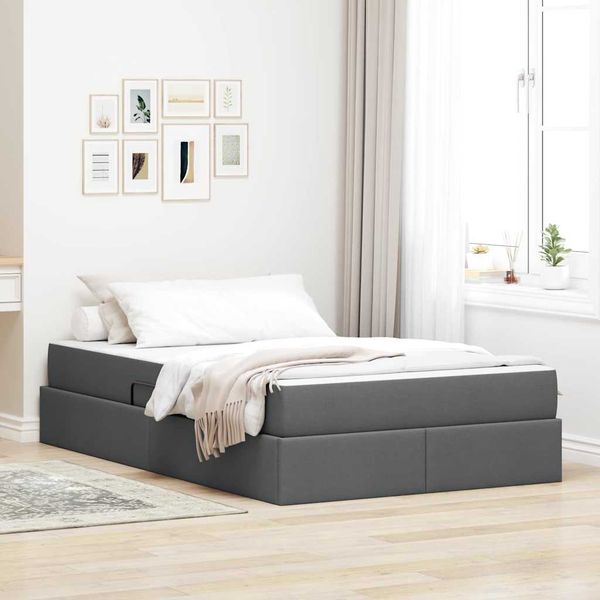 vidaXL Postel s úložným prostorem a matrací Tmavo šedá 120 x 200 cm