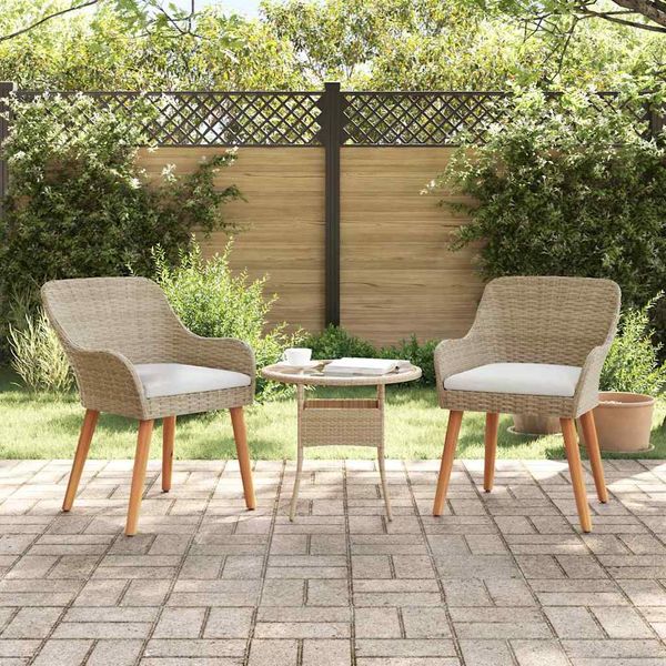 vidaXL Záhradná stolička 2 pcs Béžová 62.5 x 55 x 82 cm polyratan